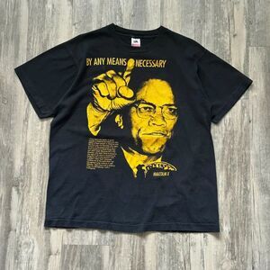 Vintage 90s Malcolm X By Any Means Necessary Speech T-Shirt Size XL RARE